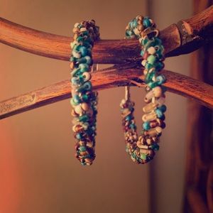 Hand made Beaded hoop earrings